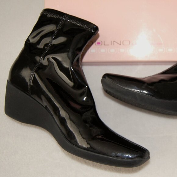 NIB Bandolino Black Patent Leather Boots, Women Size US 7.5 - Picture 9 of 11